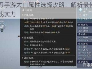 天涯明月刀手游太白属性选择攻略：解析最佳属性配置以提升游戏实力