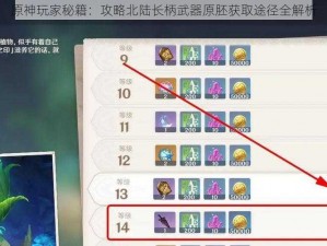原神玩家秘籍：攻略北陆长柄武器原胚获取途径全解析
