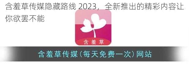 含羞草传媒隐藏路线 2023，全新推出的精彩内容让你欲罢不能