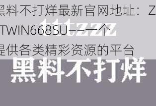 黑料不打烊最新官网地址：ZZTTWIN668SU——一个提供各类精彩资源的平台