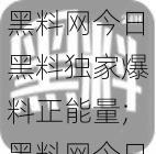 黑料网今日黑料独家爆料正能量;黑料网今日爆料独家正能量，粉碎不实谣言