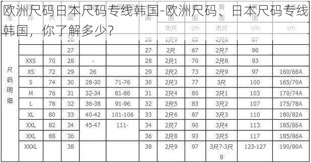 欧洲尺码日本尺码专线韩国-欧洲尺码、日本尺码专线韩国，你了解多少？