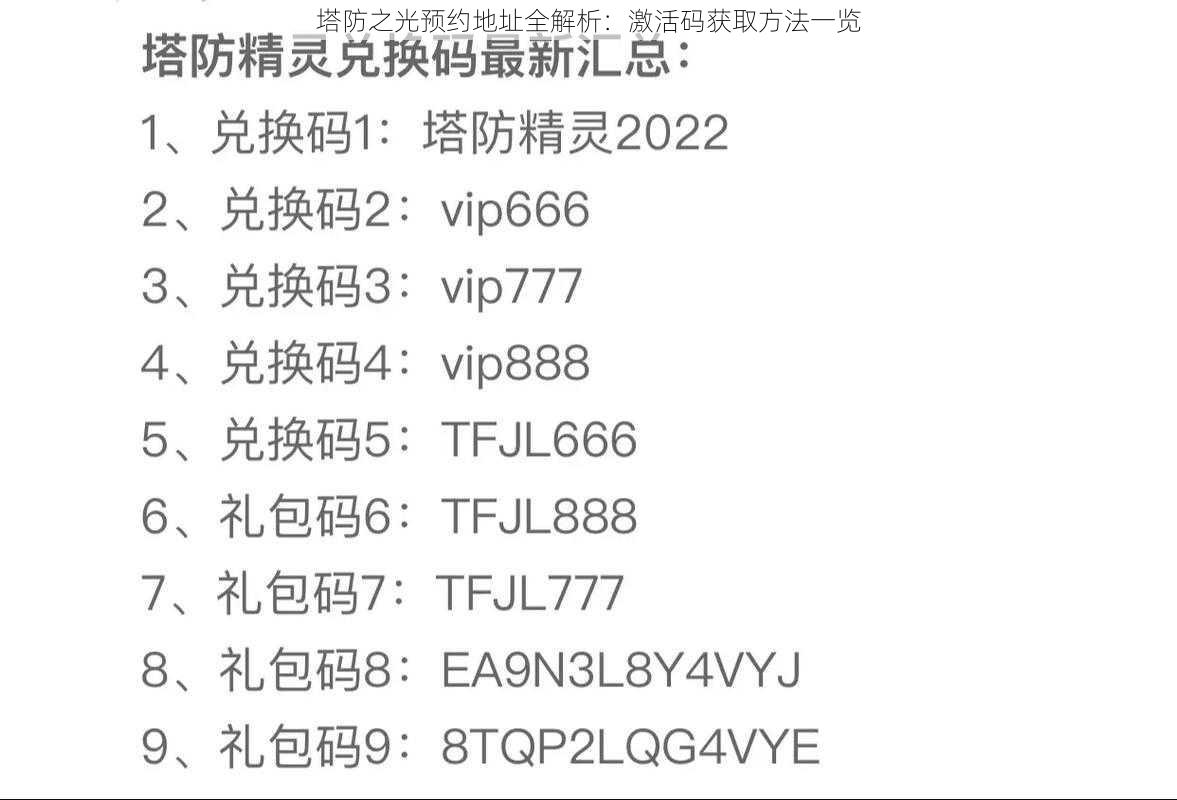 塔防之光预约地址全解析：激活码获取方法一览
